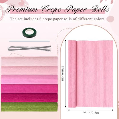 6 Colors Crepe Paper Kit 17 x 98 Inch, Red Rose Color Scheme - color: Red Rose Color Scheme