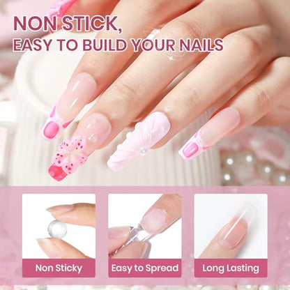 Clear White Pink Solid Builder Gel for Nails 3D Nail Art Sculpture Hard Gel - color: Clear&White&Pink