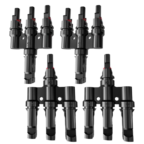 4PCS 1000V DC Solar Y Branch Connectors 2-Pair Set - size: 2Pair M/FFF+F/MMM