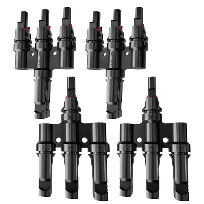 4PCS 1000V DC Solar Y Branch Connectors 2-Pair Set - size: 2Pair M/FFF+F/MMM