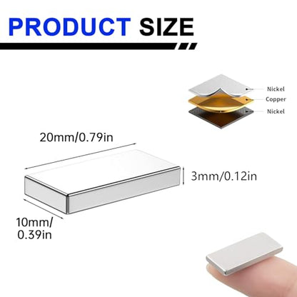 Powerful Neodymium Bar Magnets, 60 Pack Heavy Duty Magnet, 20x10x3 mm - size: 20x10x3 mm, style: 60 Pack
