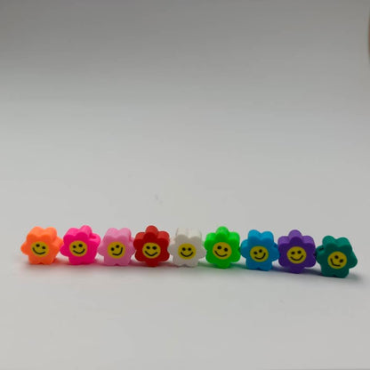 100pcs Mixed Polymer Clay Spacer Beads for Women Jewelry Making DIY Bracelet Necklace Hair Clip Accessories (Smile Face Flower) - color: Colorful Flower Face