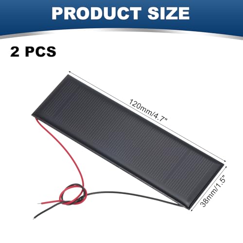 MECCANIXITY 2 Pcs 6V 0.6W 100mA Mini Solar Panels, Small Polycrystalline Solar Cell Panel with 2 Cable for DIY Electric Toy Materials Kits Charger, 120mm x 38mm - style: 6V 0.6W 100mA