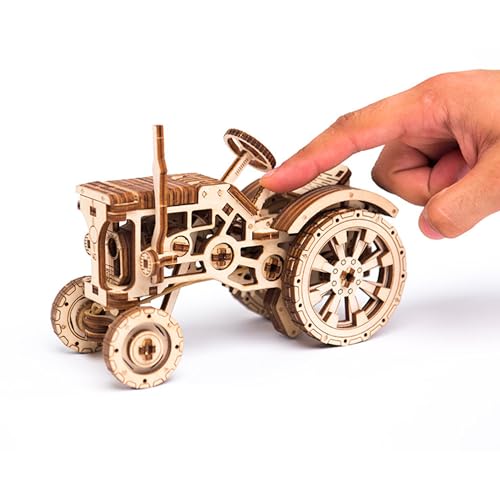 WOODEN.CITY Tractor 3D Puzzles for Adults – Mechanical Farm Tractor Model for Adults & Teens, 148-Piece DIY Kit with Moving Wheels, Made in EU