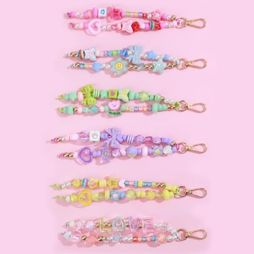 Weraher 447Pcs DIY Bag Charm Kit, Colorful Beads for Keychains, Craft Jewelry Making Supplies for All Ages
