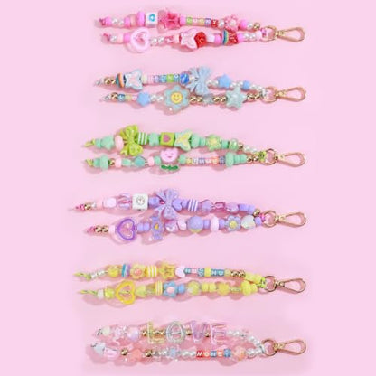 Weraher 447Pcs DIY Bag Charm Kit, Colorful Beads for Keychains, Craft Jewelry Making Supplies for All Ages
