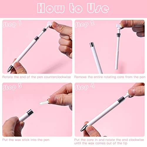 ZYNERY Diamond Painting Pen with Wax, Refillable Wax Pen, Rotating Glue Point Drill Pen for Nail Art Rhinestones, Diamond Art Accessories and Tools, Quickly Pick Up Beads Gems (White) - color: white (2 wax)
