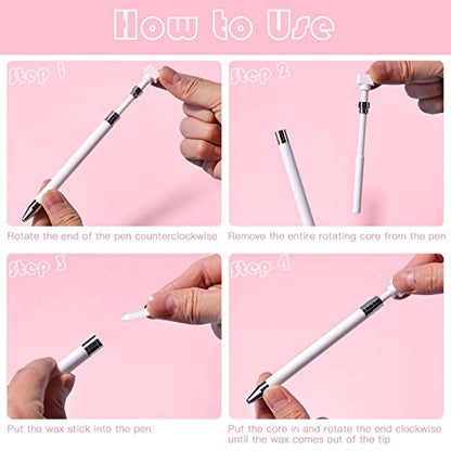 ZYNERY Diamond Painting Pen with Wax, Refillable Wax Pen, Rotating Glue Point Drill Pen for Nail Art Rhinestones, Diamond Art Accessories and Tools, Quickly Pick Up Beads Gems (White) - color: white (2 wax)