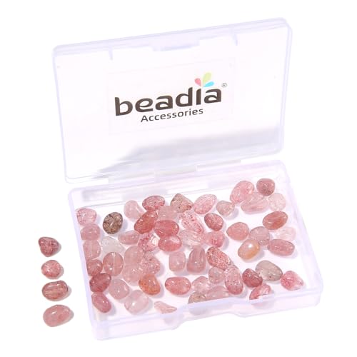 BEADIA Natural Irregular Freeform Strawberry Quartz Stone Beads for DIY Jewelry Making 5-8mm 38cm - color: Strawberry Quartz