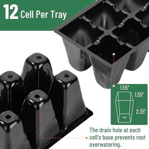Mr. Pen- Seed Starter Tray Kits, 6.6"x4.6", 10 Set, Total 120 Cells - size: 12-Cells 10-Pack