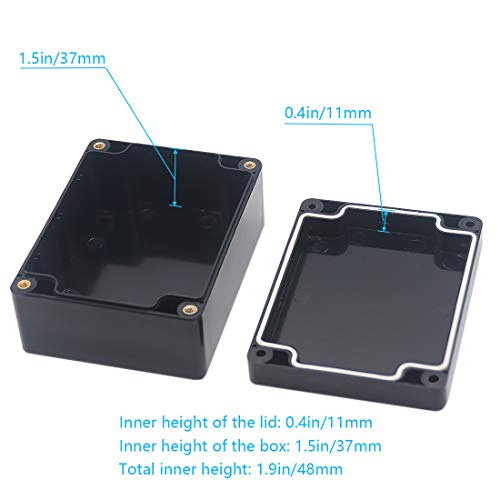 Junction Box, Zulkit Project Box IP65 Waterproof Outdoor Box ABS Plastic Electrical Boxes Electronic Enclosure Black 4.5 x 3.5 x 2.2 inch(115 x 90 x 55 mm)(Pack of 1) - size: 4.5" x 3.5" x 2.2"(Pack of 1)