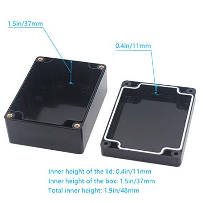 Junction Box, Zulkit Project Box IP65 Waterproof Outdoor Box ABS Plastic Electrical Boxes Electronic Enclosure Black 4.5 x 3.5 x 2.2 inch(115 x 90 x 55 mm)(Pack of 2) - size: 4.5" x 3.5" x 2.2"(Pack of 2)
