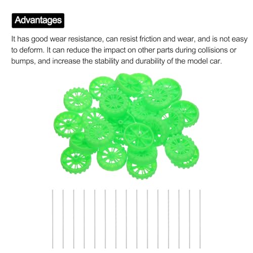 MECCANIXITY 30pcs Toy Car Tires 30mm OD, 8mm Thick, RC Model Car Wheels with 2mm OD x 100mm Long Shaft for Craft Project Hobby, Green - color: Green, size: 30mmx8mm 2mmx100mm