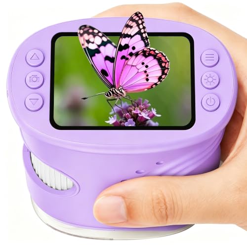 4K 1000X Handheld Digital Microscope for Kids with 2.0" IPS Screen(Purple) - color: Purple