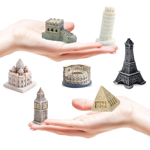 ONEST 7 Pieces Mini World Building Model Playsets Famous Architecture Figurines Toys for Decorations - style: G Set