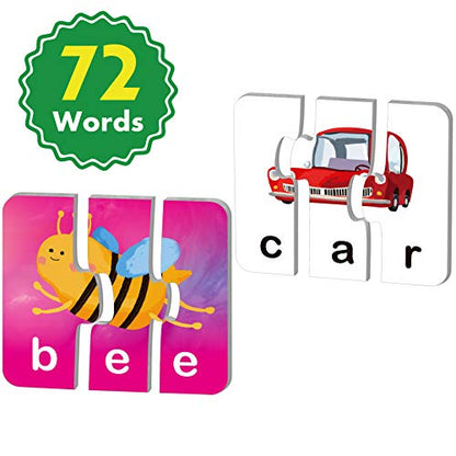 72 Word Spelling Puzzles with Error-Correction Mechanism in 3 Pieces, Perfect for Preschool Learning (36 Block Double Sided) - style: 36 Blocks Double Sided-B