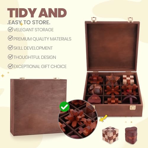 Mytothfy Wooden Brain Teaser Puzzles for Adults Teens, 3D Puzzle Game Toys - color: Style H