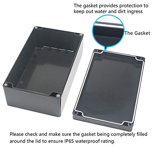 Junction Box, Zulkit Project Box IP65 Waterproof Outdoor Box ABS Plastic Electrical Boxes Electronic Enclosure Black 7.9 x 4.7 x 2.95 inch (200 x 120 x 75mm) - size: 7.9" x 4.7" x 2.95"(Pack of 1)