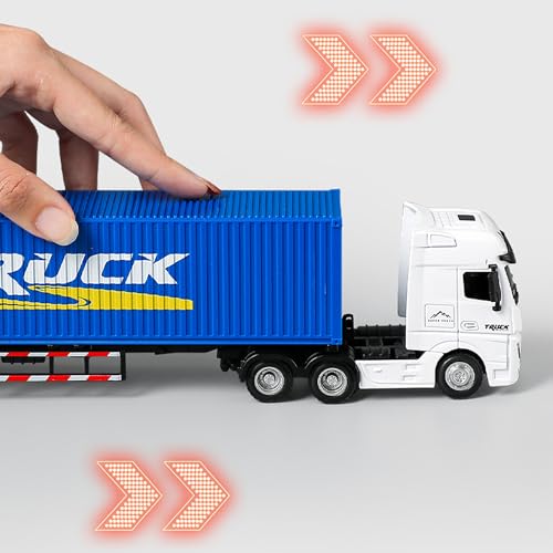 Container Truck Dump Trailer Truck Vehicles Toys,1:50 Scale Dump Trucks with Trailer, Toy Trucks for Kids - color: Trailer Truck Blue