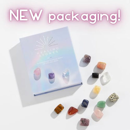 Crystal Collection Healing Stones Set Pocket-Size with Quartz, Lepidolite, Amethyst, Green Aventurine, Set of 12 - color: Healing