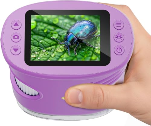 Temodu Kids Microscope 2.0" Screen 1000X Digital Microscope for Kids, Mini Pocket Handheld Microscopes for Children Birthday Festival Gift, Science Education Fun Toys for Boys Girls Ages 4-12 (Purple) - color: Purple