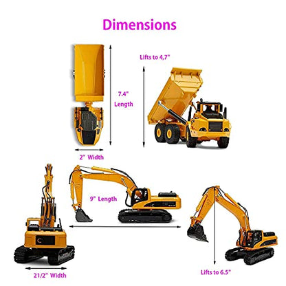 Ailejia 1/50 Scale Articulated Dump Truck Excavator Toy Alloy Models Construction Vehicle s Model Engineering Car Toy boy Gift (Engineering car Suit) - color: Engineering Car Suit