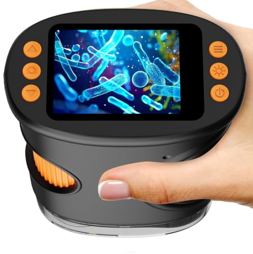 Kids Magnifying Glass 2-inch Digital Handheld Microscope for Kids - color: Black
