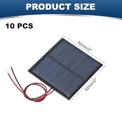 MECCANIXITY 10 Pcs 3V 0.375W 125mA Mini Solar Panels, Small Polycrystalline Solar Cell Panel with 2 Cable for DIY Electric Toy Materials Kits Charger, 52mm x 52mm - style: 3V 0.375W 125mA