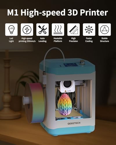 Fully Assembled Mini 3D Printer for Kids & Beginners - Complete Starter Kit with Auto Leveling 3D Printing Machine, 1 Roll of Filament, and SD Card, High-Speed 250mm/s, High Precision, for School Home - size: Mini