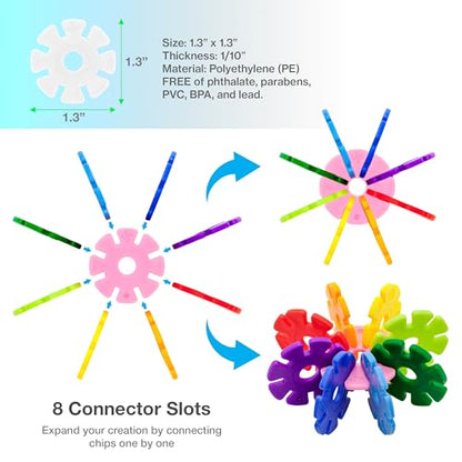 PicassoTiles Building Chip Interlocking Disc Construction Blocks in White Color STEM Learning Early Education Toy Engineering Playset Child Brain Development for Toddlers Girls Boys Kids Age 3+ PTF108 - color: Wht