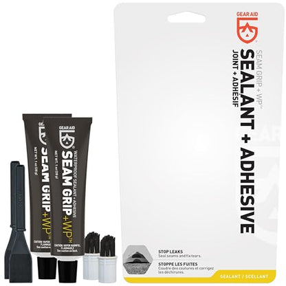 GEAR AID Seam Grip WP Waterproof Sealant and Adhesive for Jackets, Tents, Sleeping Pads and Outdoor Fabric | Repairs Rips, Seals Seams on Nylon, Canvas and Vinyl - style: 1 Oz - 2 Pack