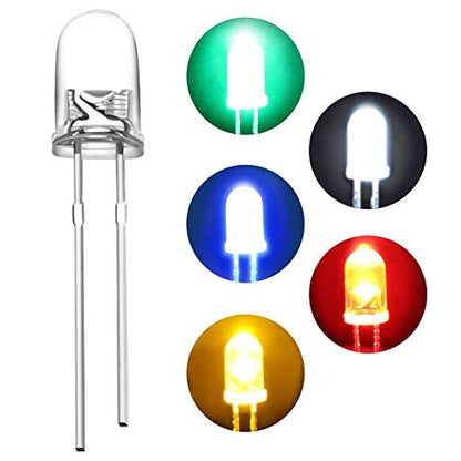 DiCUNO 450pcs (5 Colors x 90pcs) 5mm Light Emitting Diodes LED Assorted Kit