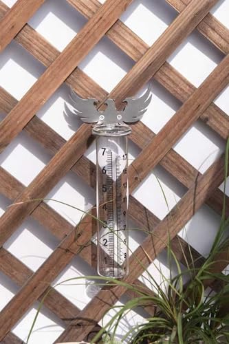 7" Rain Gauge Outdoor, Accurate Glass Tube Best Rated with Eagle Shape Rack, Decorative Eagle Rain Measure Tool for Garden, Lawn, Patio (Style A) - style: Style A