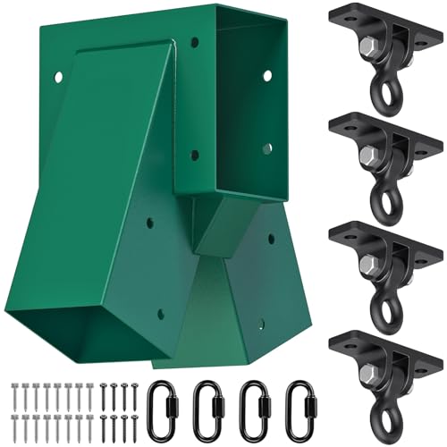 BeneLabel A-Frame Middle Swing Set Brackets with Swing Hangers Heavy Duty Swing Set Hardware DIY Swingset Brackets with Mounting Screw Playset Brackets Kit for 1 (4x6) Beam & 2 (4x4) Legs - color: Middle Bracket With Black Swing Hanger