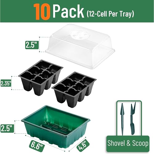 Mr. Pen- Seed Starter Tray Kits, 6.6"x4.6", 10 Set, Total 120 Cells - size: 12-Cells 10-Pack