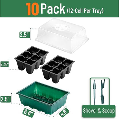 Mr. Pen- Seed Starter Tray Kits, 6.6"x4.6", 10 Set, Total 120 Cells - size: 12-Cells 10-Pack