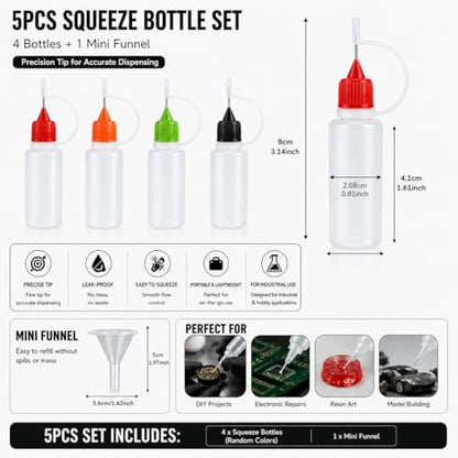 Precision Applicator Bottles Set, 5PCS, 4 x 10ML/0.33oz