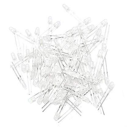 CHANZON 100 pcs 3mm Yellow Diffused LED Diode Lights (DC 3V 20mA) - color: F) White-yellow (100pcs)