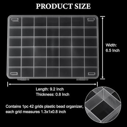 SUTOKAKA 42 Grids Clear Plastic Jewelry Organizer Box - size: 42