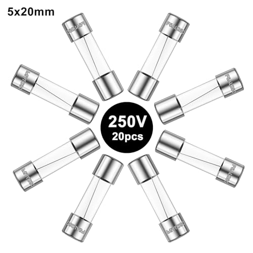 20PCS F0.5AL250V 5 x 20mm Fast Blow Glass Fuses 0.5A 0.5Amp 250V Glass Fuse,0.2 x 0.78 Inch - size: 0.5A