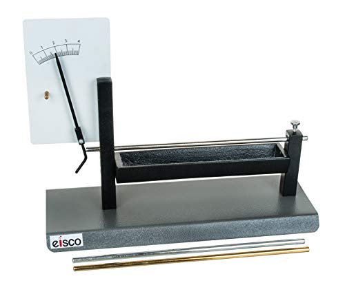 EISCO Pyrometer, Linear Expansion Demonstration, Metal Base, Includes Aluminum, Brass, and Iron Expansion Bars - Science Classroom Measurement Kits - Eisco Labs