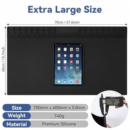 Kaisi Extra Large Soldering Mat, 932°F Heat Resistant Silicone Solder Mat - color: Black, size: 27.6'' x 15.7''