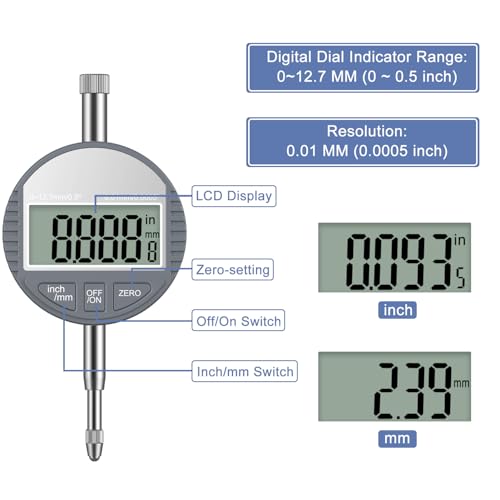 HDLNKAK Digital Dial Indicator Bore Gauges Set (2"-6"/0.0005") - Blue Case - color: Blue