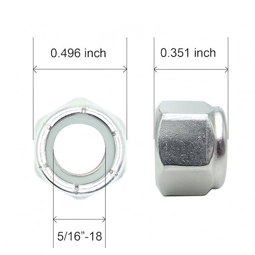 5/16-18 Nylon Insert Lock Nuts 75 Pack, 304 Stainless Steel Hardware Nuts - size: 5/16"-18 (75 Pcs)