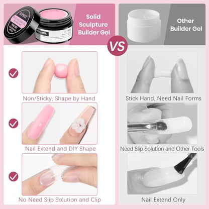 Clear White Pink Solid Builder Gel for Nails 3D Nail Art Sculpture Hard Gel - color: Clear&White&Pink