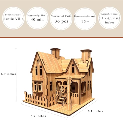 Log Cabin Mini House 3D Wooden Puzzle Building Kit for Adults Teens
