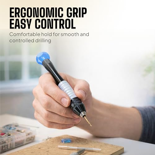 Jewelry Hand Drill Pin Vise, Micro Drill Bits Set for Resin & Crafts, Blue - style: Classic