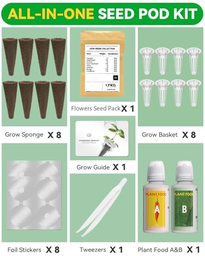 LYKOCLEAN Herb Seed Pod Kit Compatible with AeroGarden Hydroponics Growing System, Complete Indoor Gardening Supply (Vibrant Flower, 8-pods) - color: Vibrant Flower, size: 8-pods