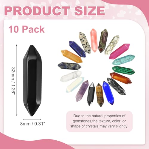 MECCANIXITY 10 Pack Black Quartz Crystals, Polished Crystals Bulk Hexagonal Shaped Meditation Gemstone for Jewelry Making Energy Balance Accessories Gifts - color: Black Quartz