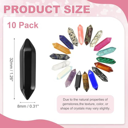 MECCANIXITY 10 Pack Black Quartz Crystals, Polished Crystals Bulk Hexagonal Shaped Meditation Gemstone for Jewelry Making Energy Balance Accessories Gifts - color: Black Quartz